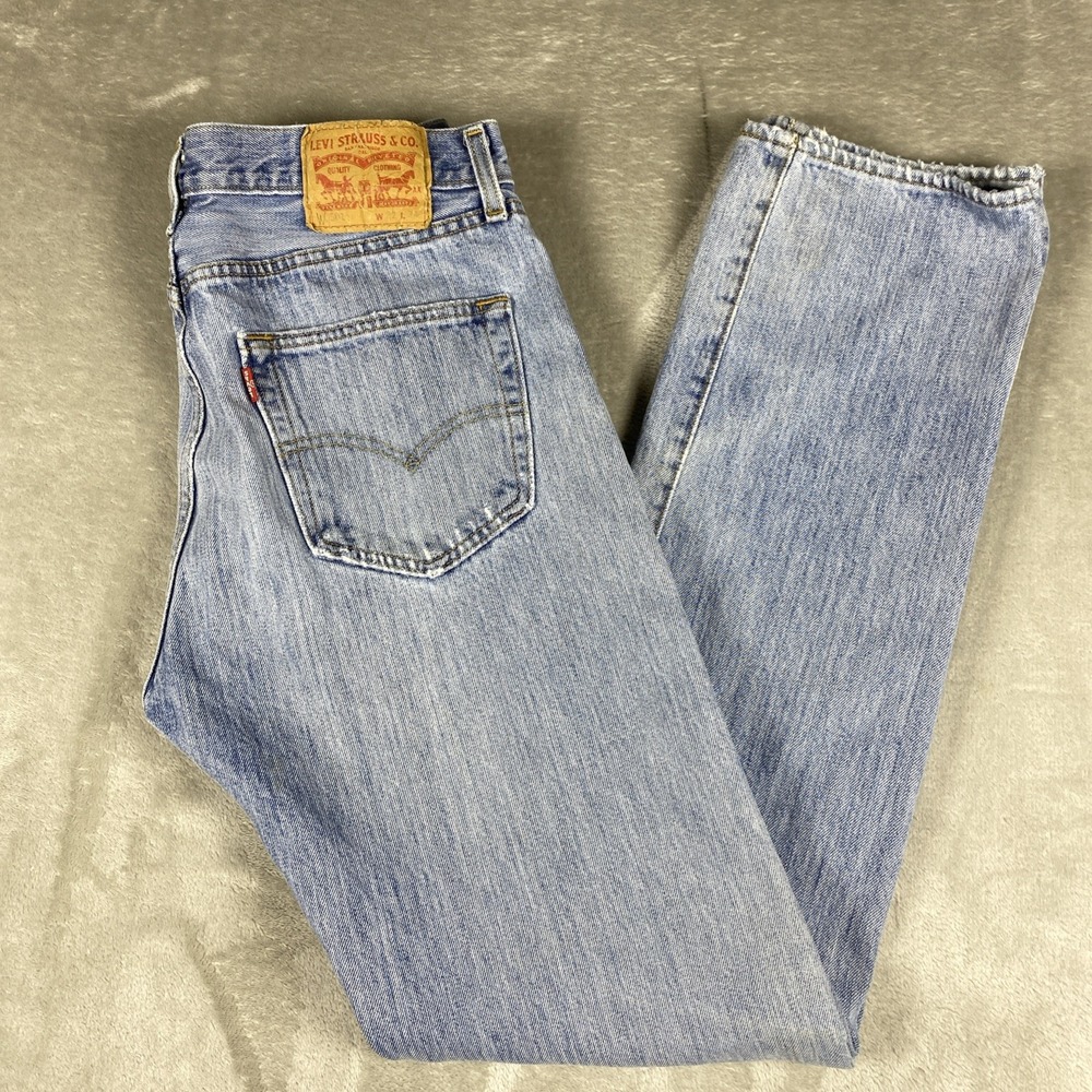 Levis 501 Men's Jeans W 32x L 34 Light Wash Factory Distressed Button Fly